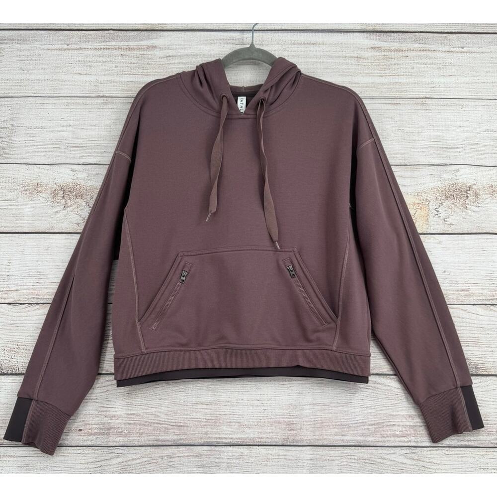 Athleta Recover Pullover Hoodie Sweatshirt Womens Small‎ Taupe Brown